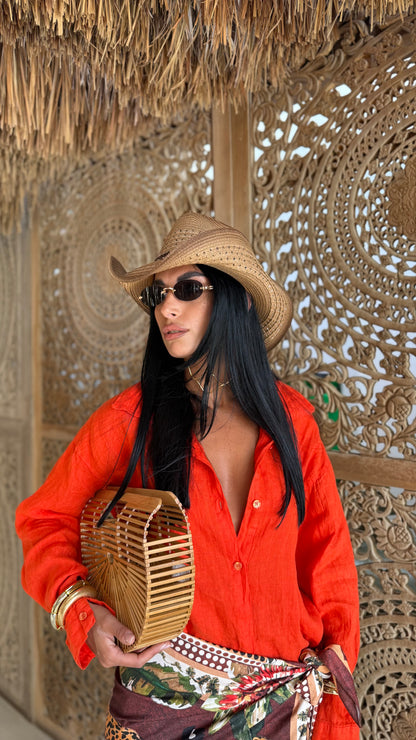Camicia misto lino Sunny arancio  25727