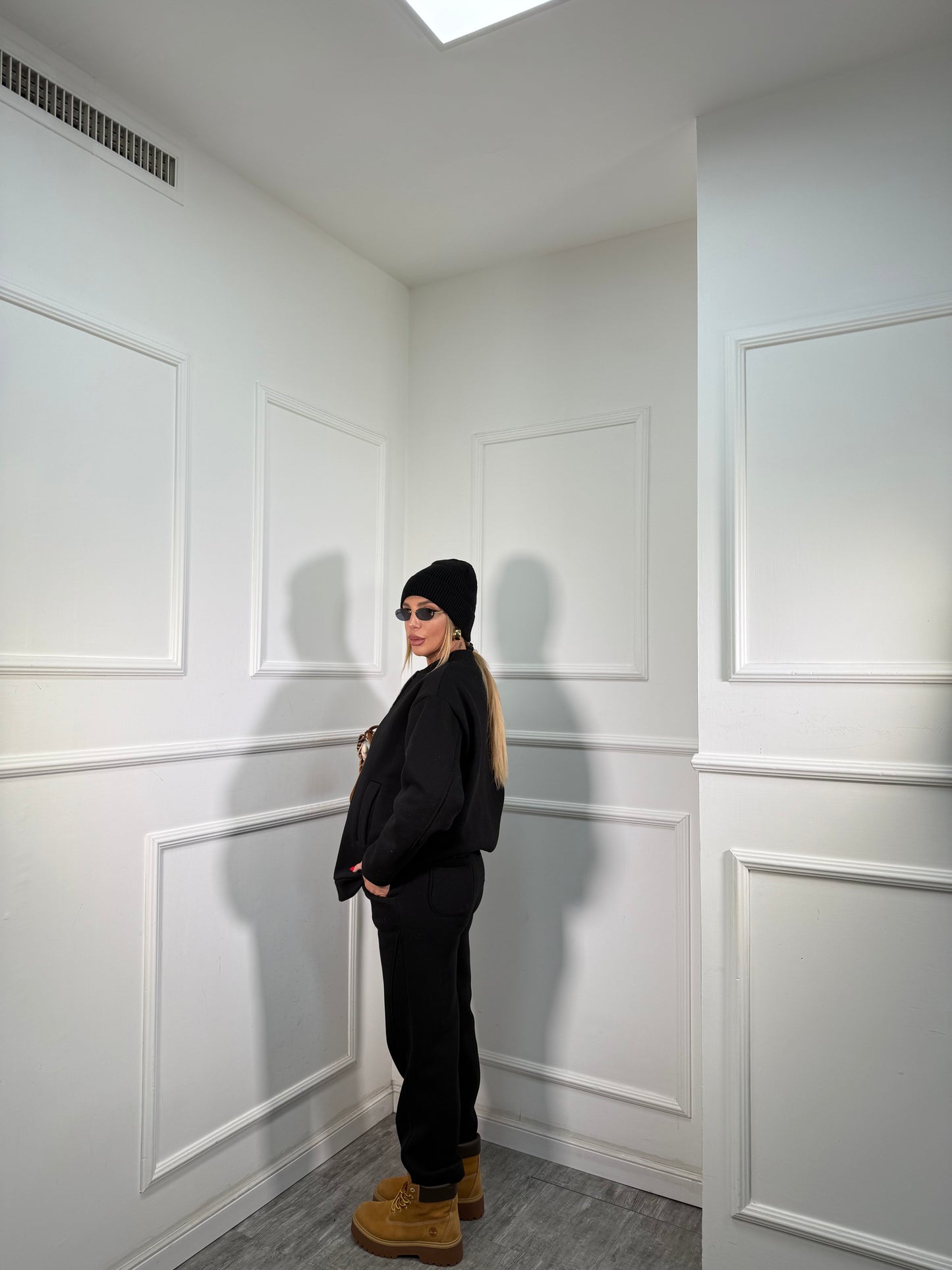 Coordinato tuta in pile Stoccolma nero 22663