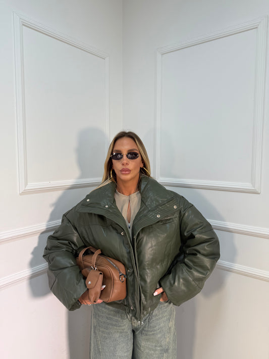 Bomber ecopelle oversize Freedom verde oliva 7001