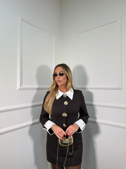 Abito con colletto e spille Charles cioccolato 58506