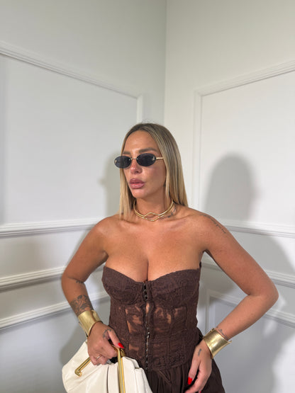 Bustier in pizzo Sally cioccolato