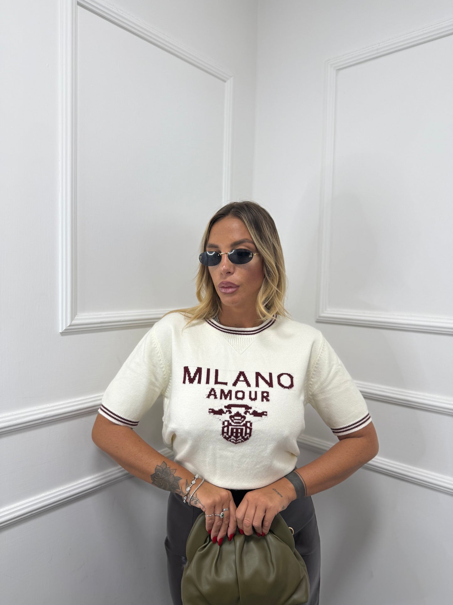 Maglioncino Milano panna/bordeaux 507