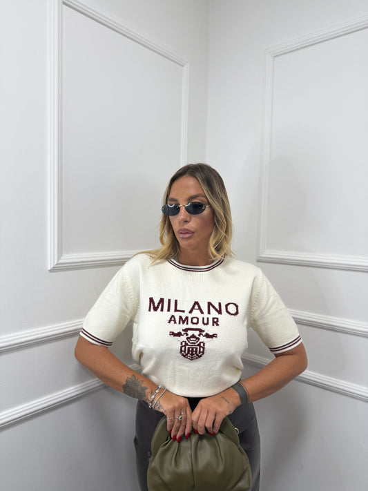 Maglioncino Milano panna/bordeaux 507
