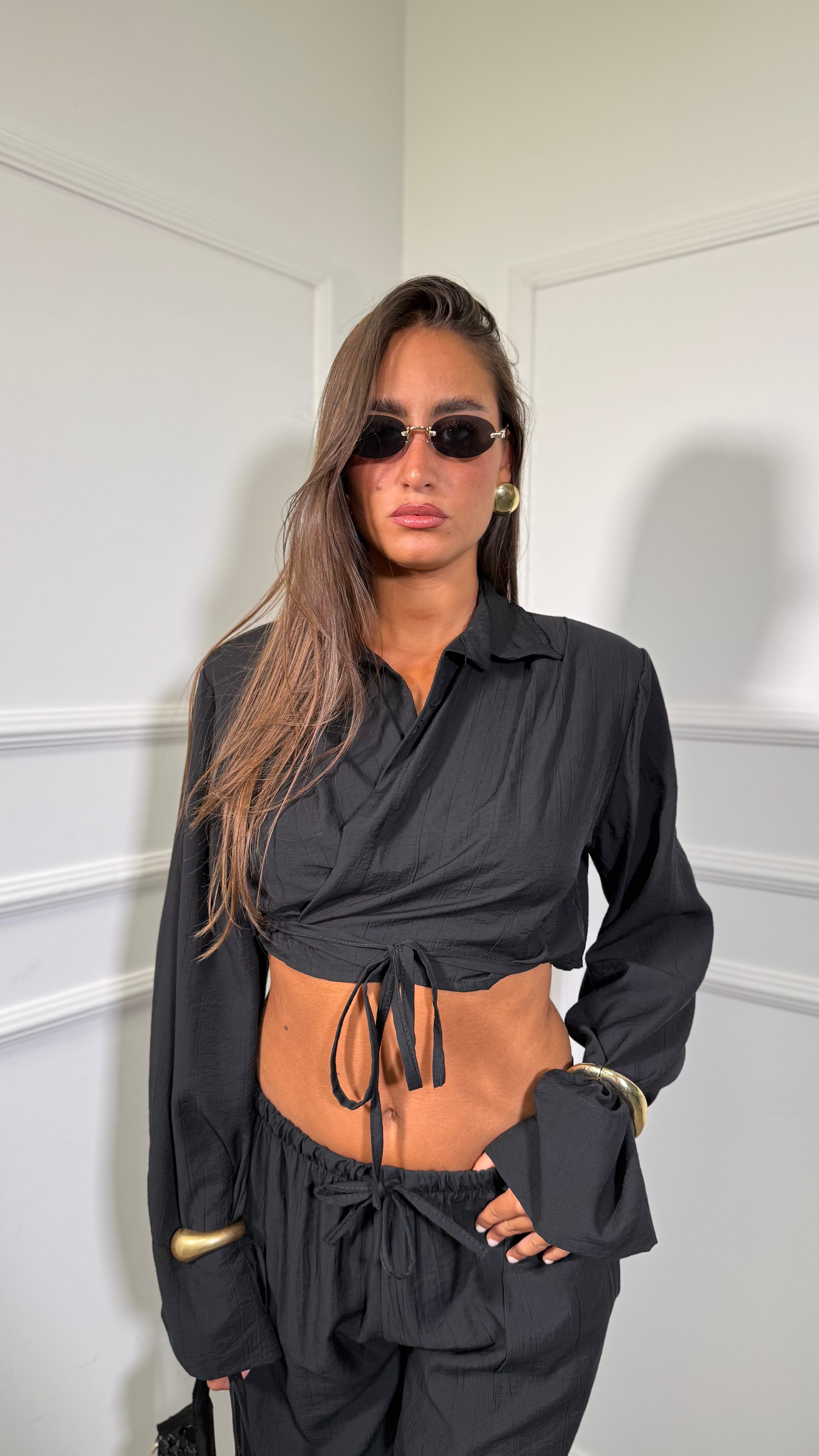 Coordinato con spalline Cancun nero 8212