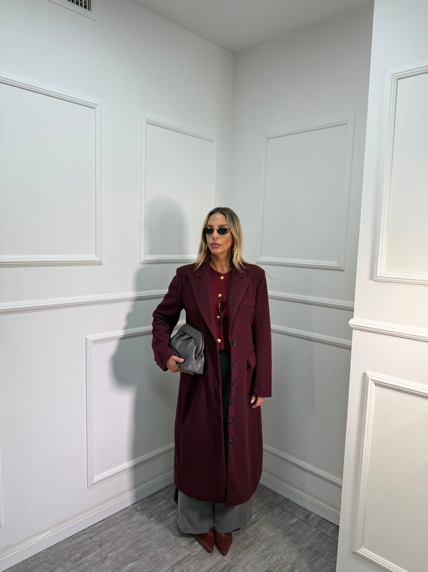 Cappotto lana cotta London bordeaux 88802