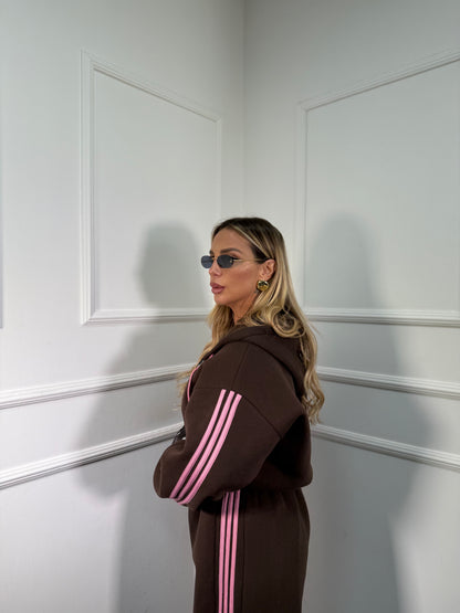 Coordinato in tuta Again cacao/rosa 22648