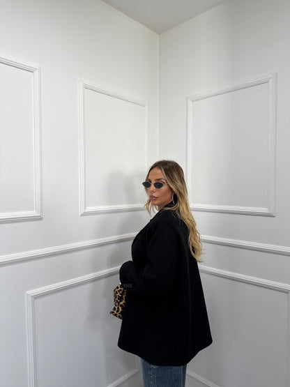 Blazer coat in panno oversize Must Have nero 22305