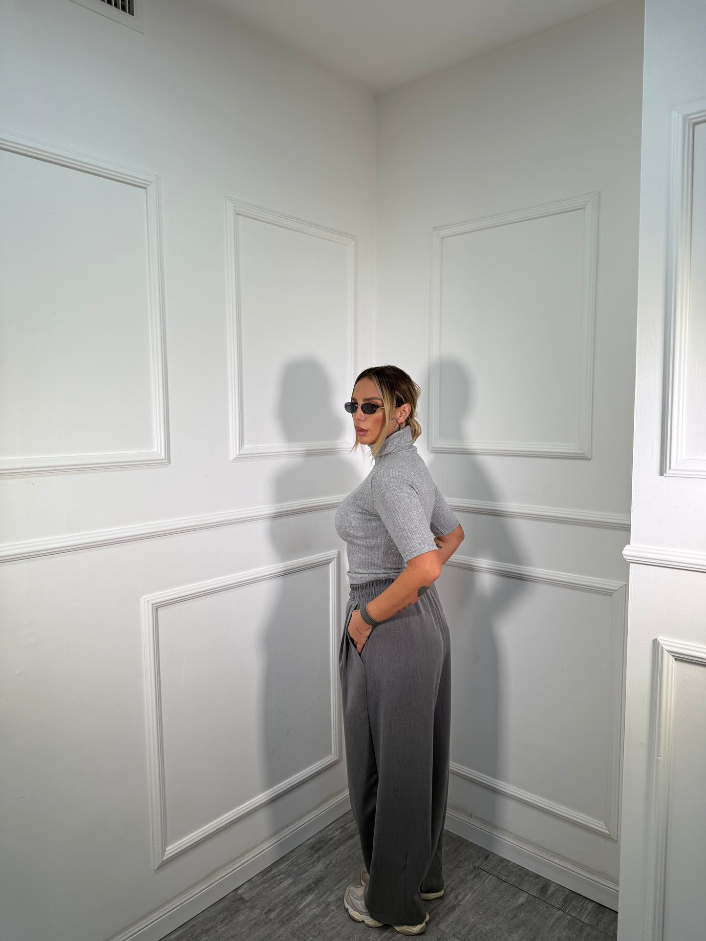 Pantaloni baggy balloon grigio m16085