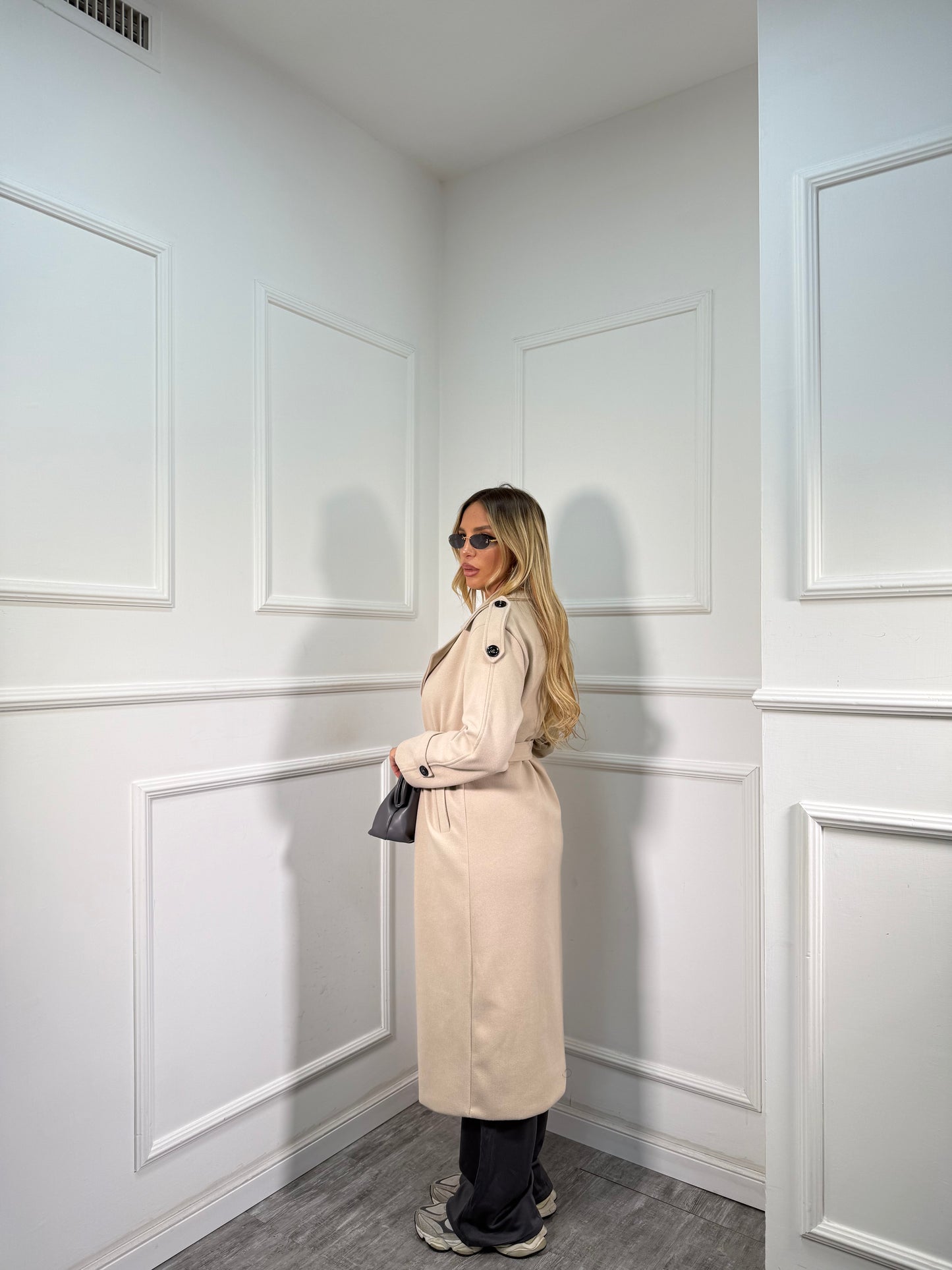 Cappotto in panno Marielle panna D385