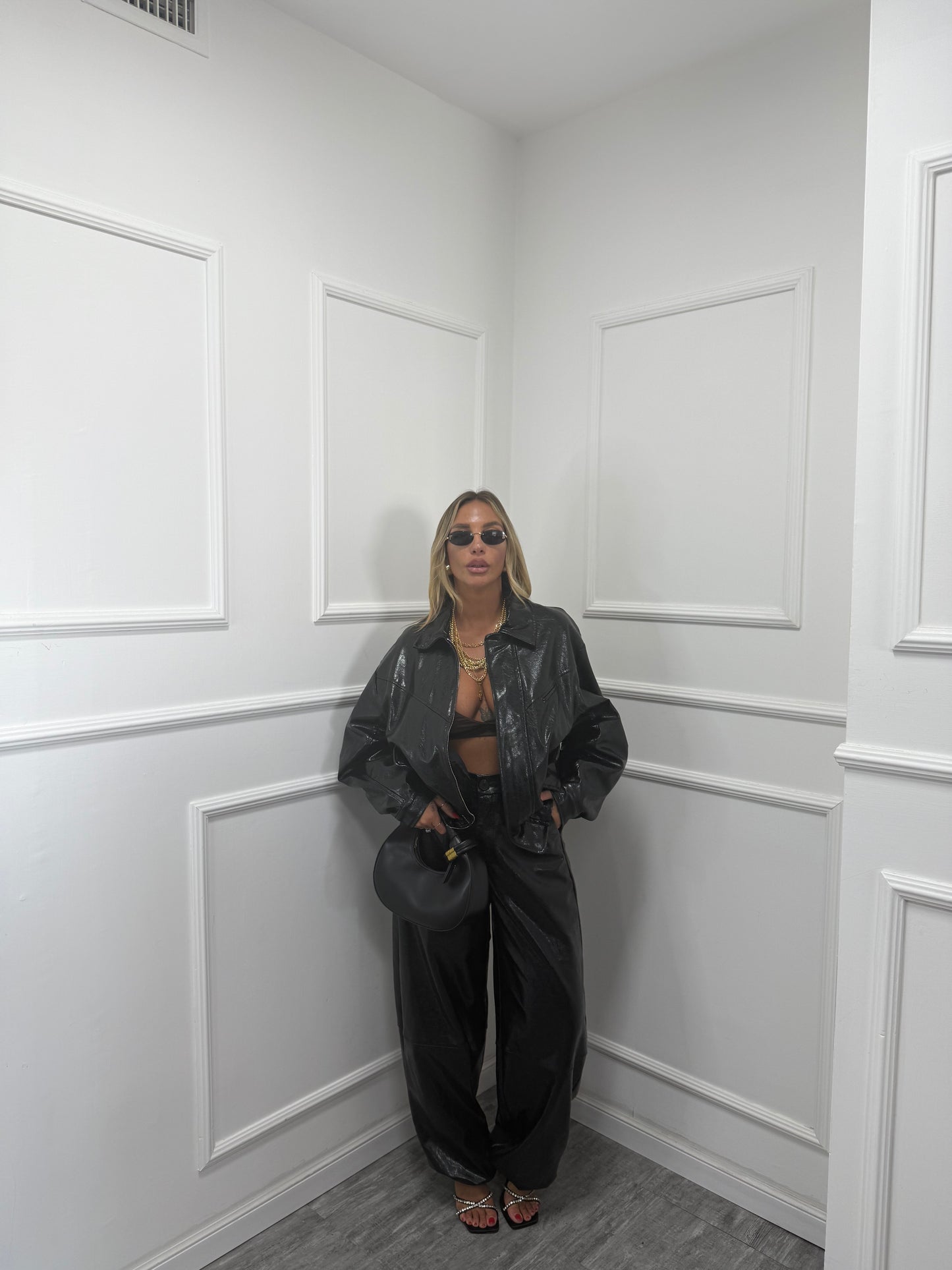 Bomber ecopelle HORSES nero ld3346 by lumina