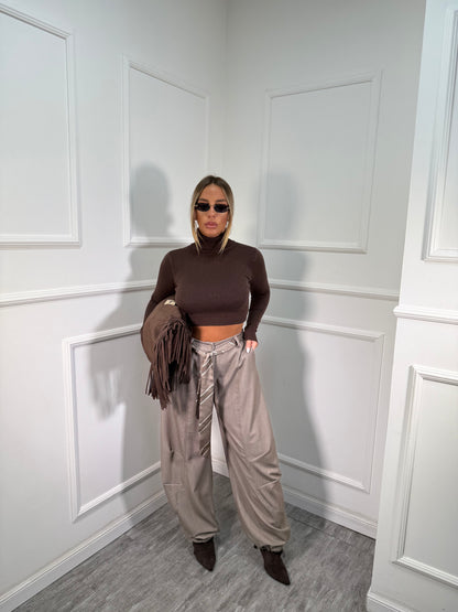 Pantaloni balloon con cravattino Allyson tortora my19589