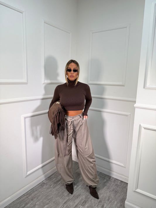 Pantaloni balloon con cravattino Allyson tortora my19589