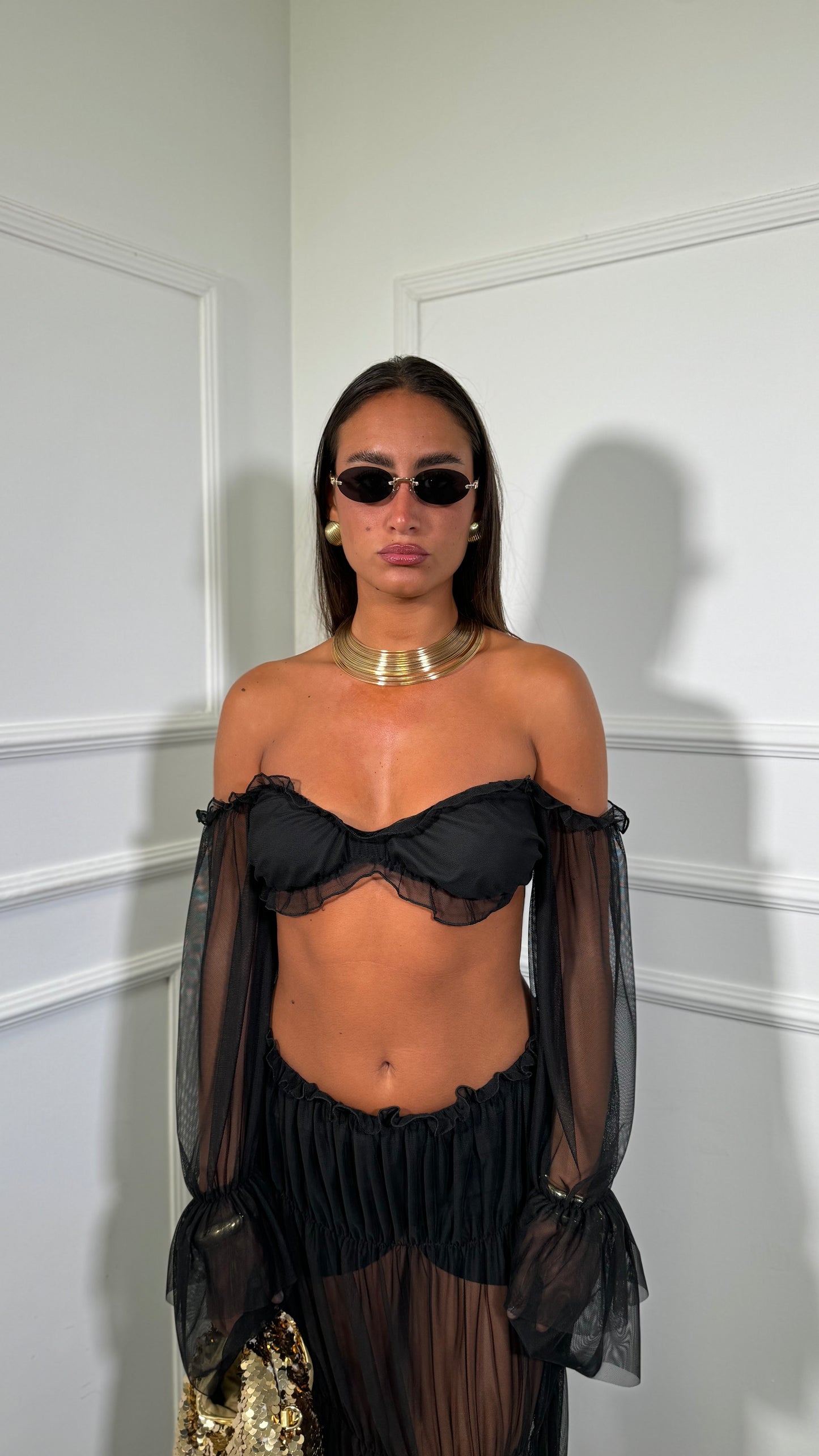 Coordinato in chiffon Samarya nero