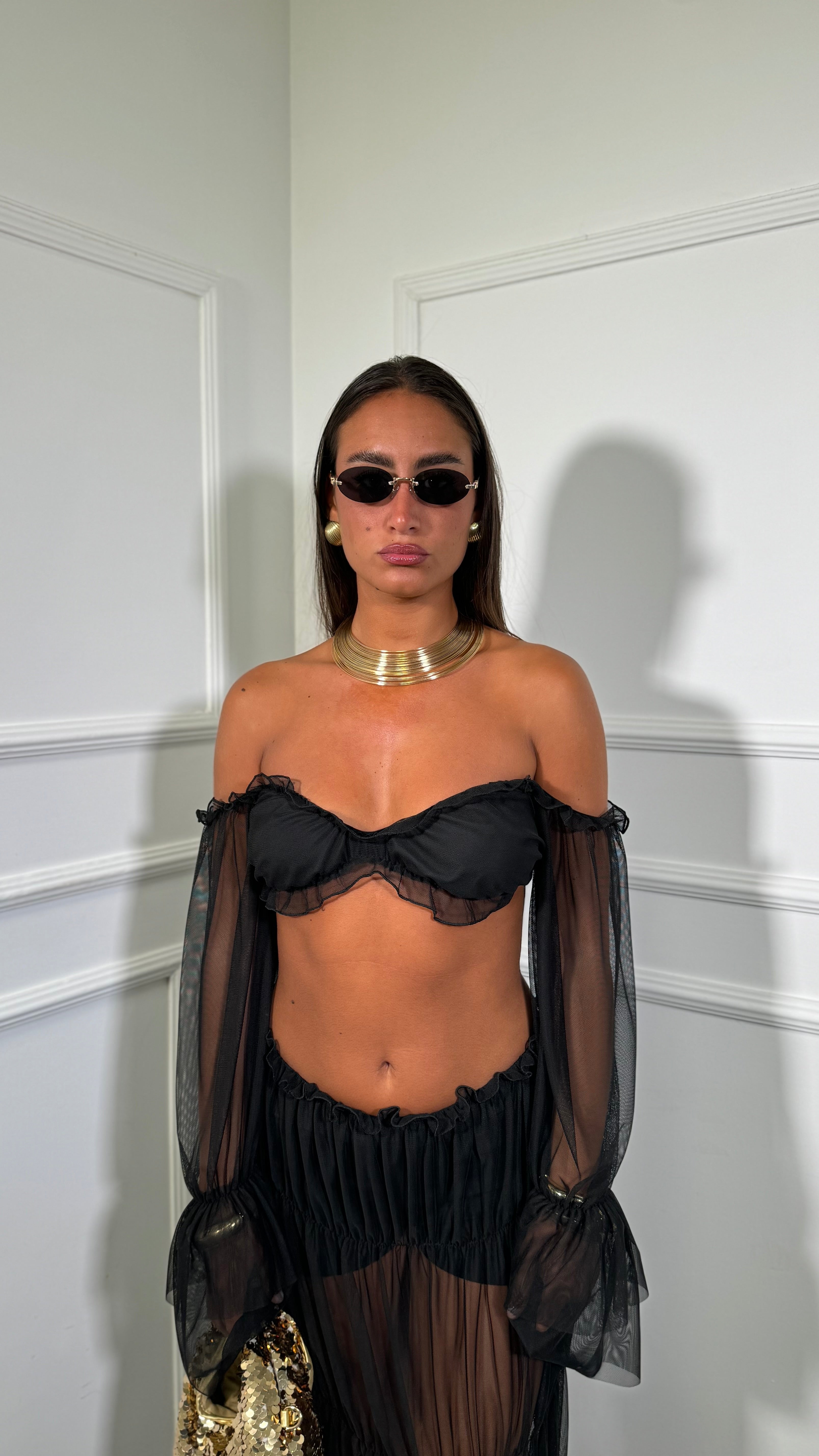Coordinato in chiffon Samarya nero
