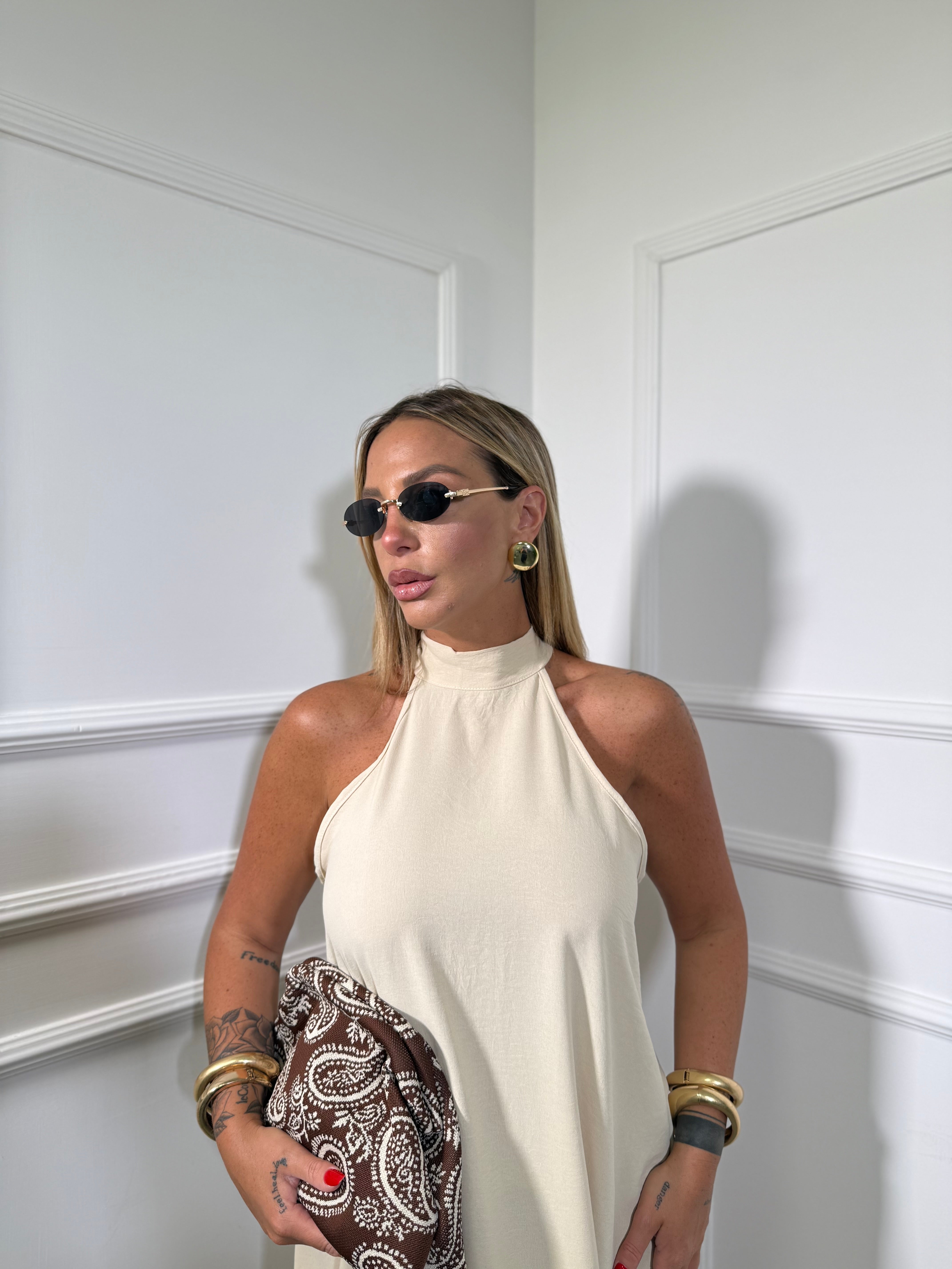 Abito midi scollo americano Selene (vari colori) 6125