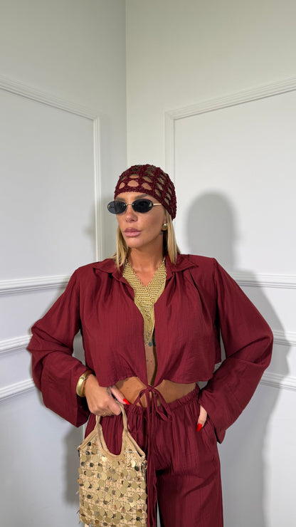 Coordinato con spalline Cancun bordeaux  8212