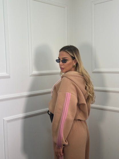 Coordinato in tuta Again camel/rosa 22648