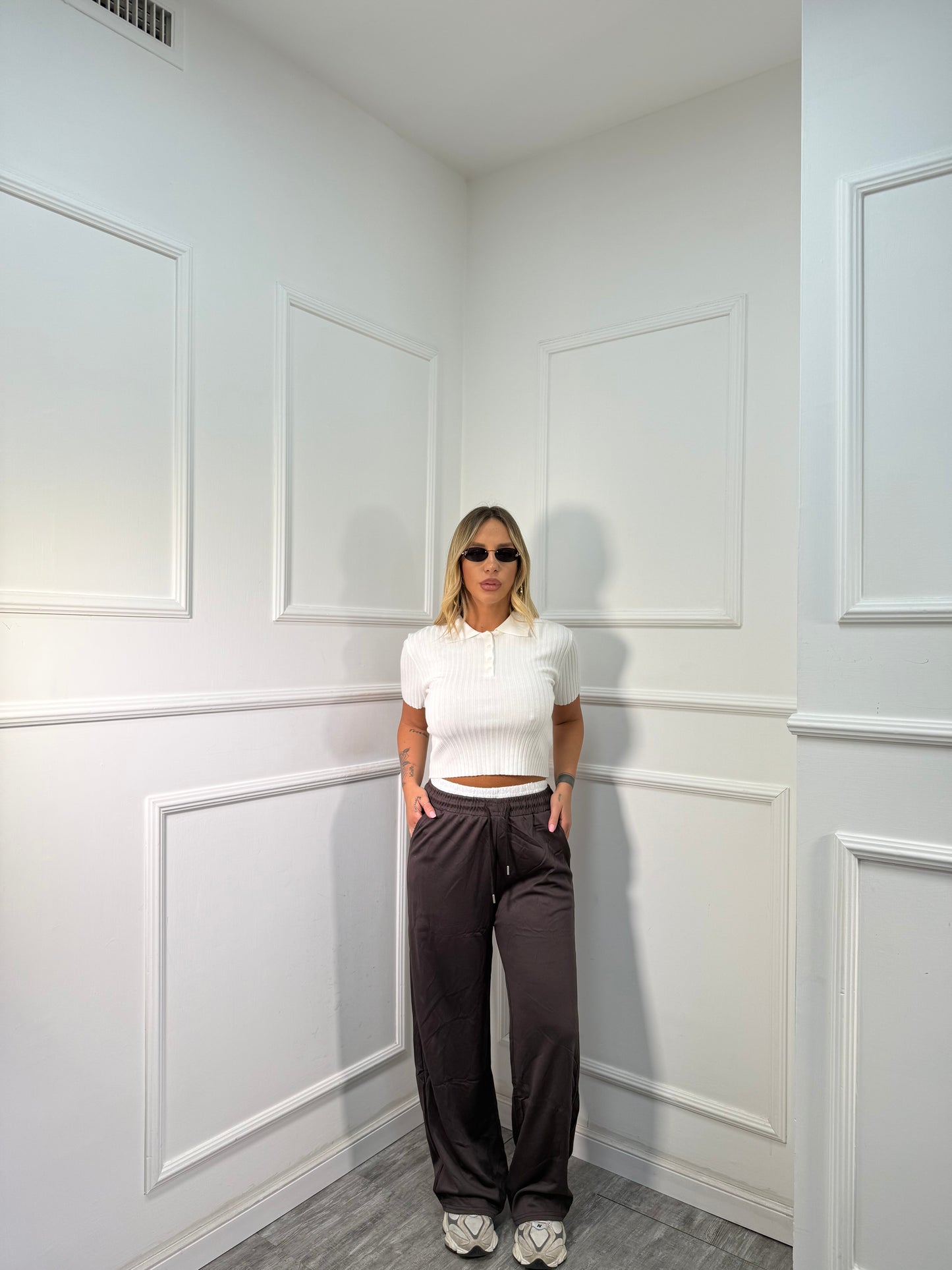 Pantaloni palazzo con boxer in pizzo (vari colori) vv96069