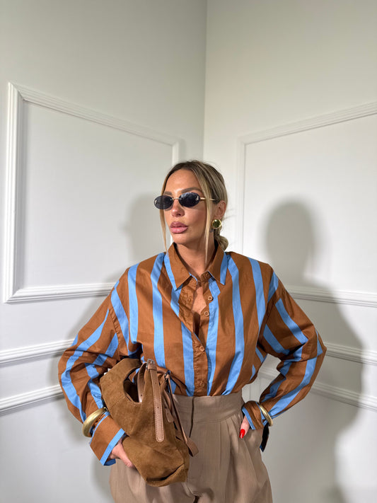 Camicia con spalline a righe Caramelo azzurra/caramello 2803