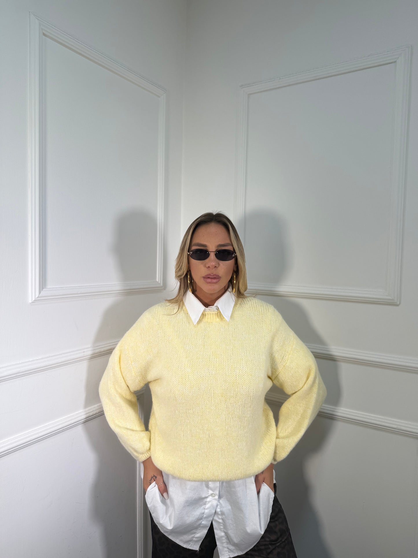 Pullover lana cotta Marshmallow giallo pastello a2412/33610