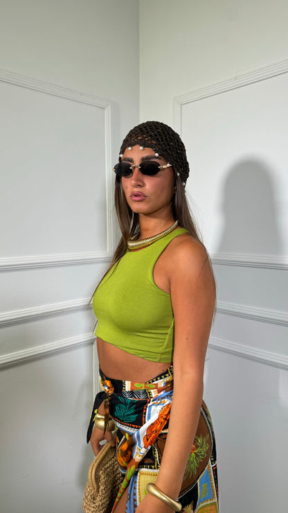 Canotta in cotone crop Zahyra verde acido 22086