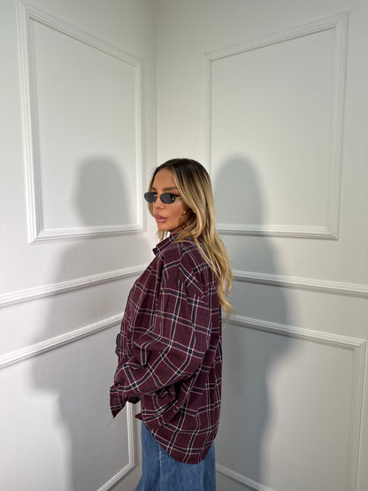 Camicia oversize con spalline Vibes bordeaux mf2708