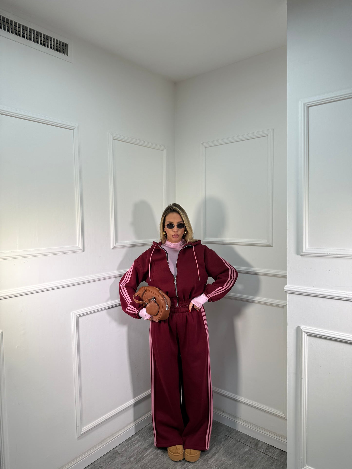 Coordinato in tuta Again bordeaux/rosa 22648