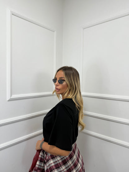 Maxi t-shirt con spalline Iconic nera 3368