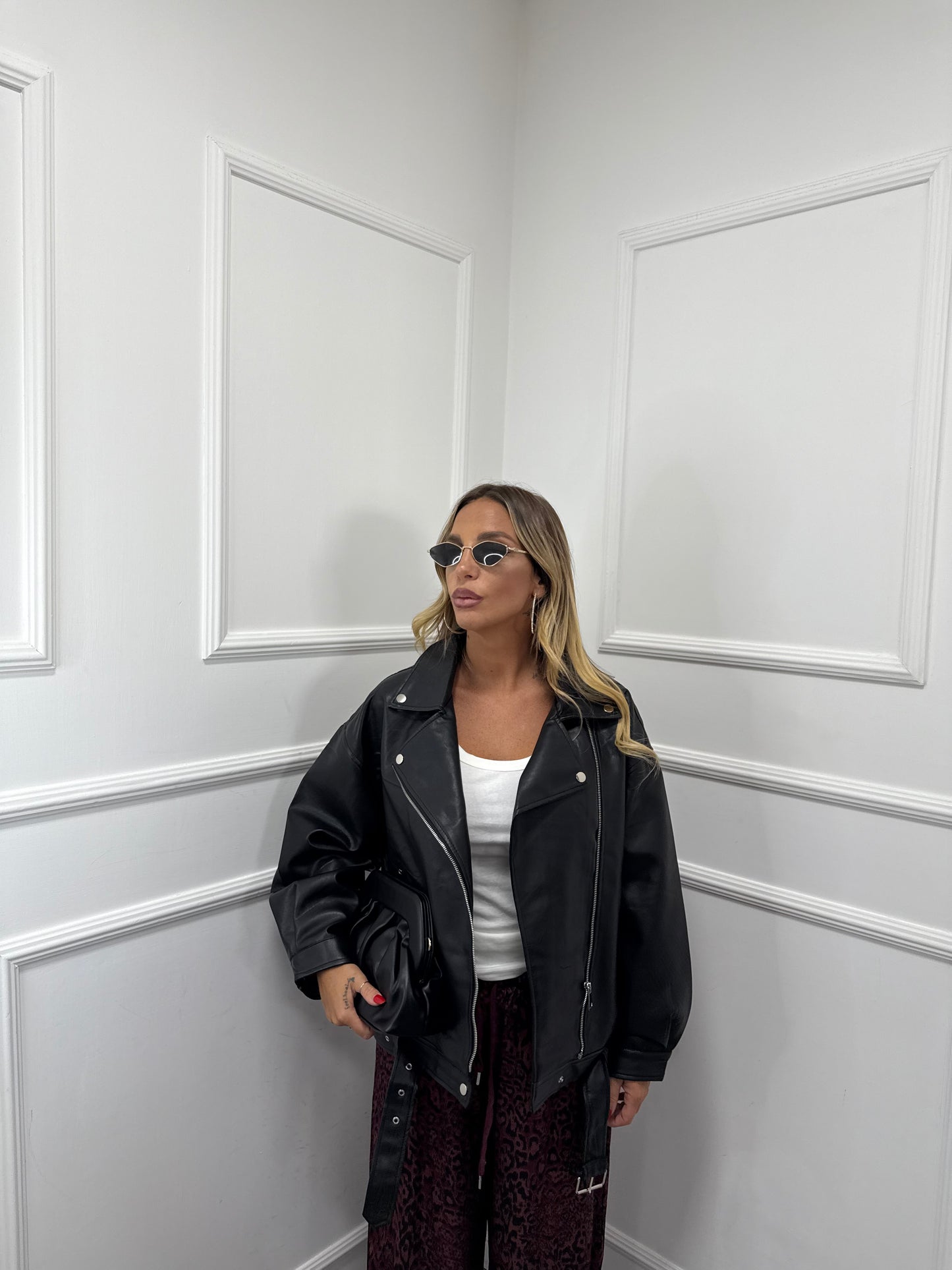 Chiodo ecopelle oversize Essential nero 70421