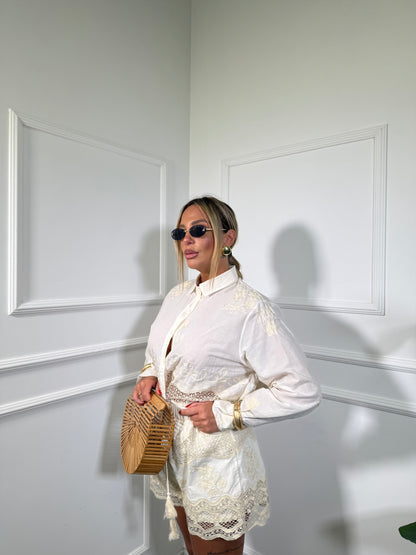 Coordinato in macramè Shellys canapa 8627