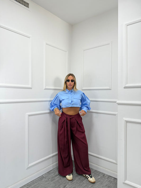 Pantaloni palazzo con fusciacca Back in Town bordeaux 66636