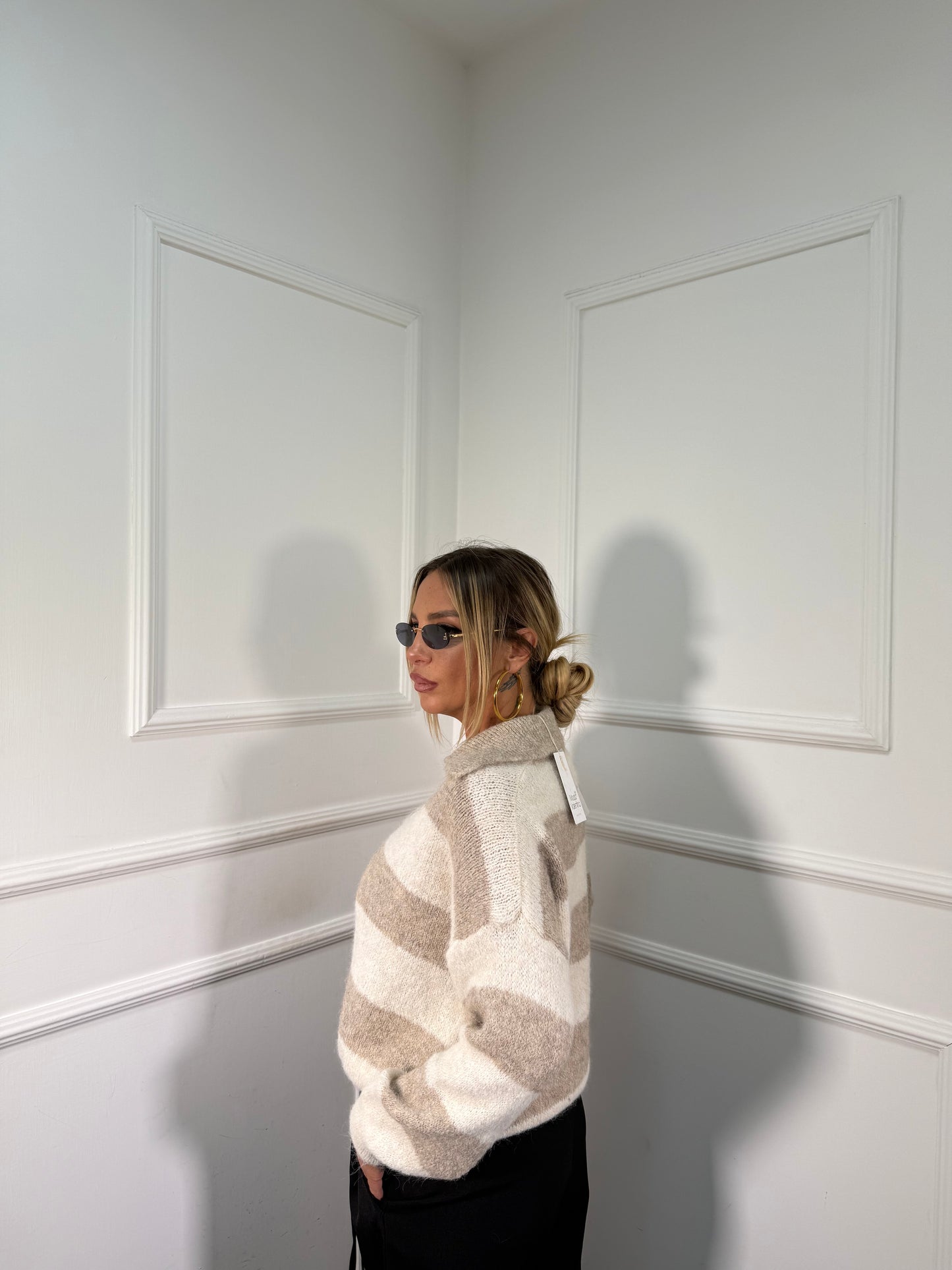 Pullover polo misto lana Macaron  cappuccino 51170