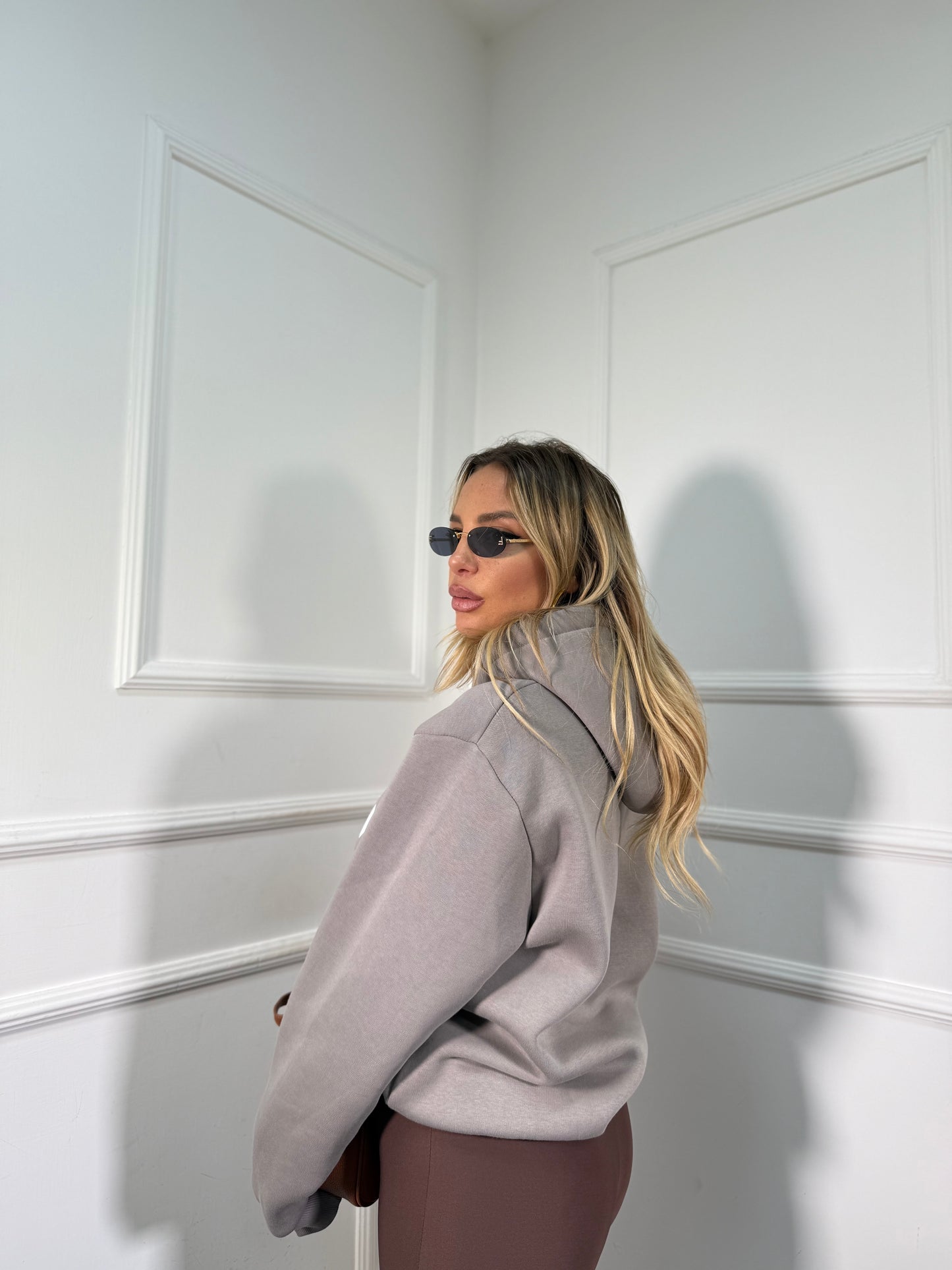 Felpa in pile NYC taupe