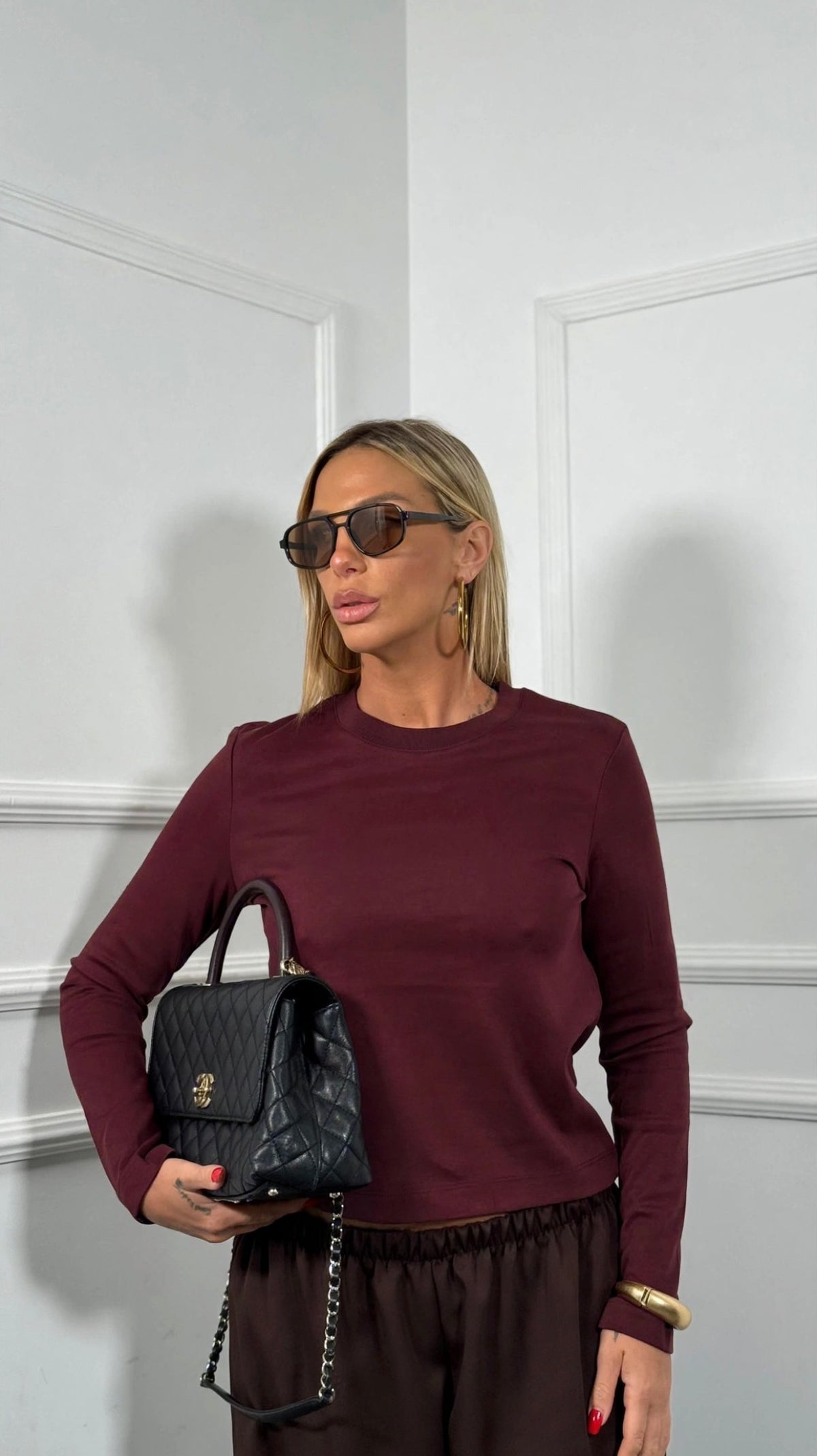 Shirt in cotone girocollo by lumina bordeaux lc240211