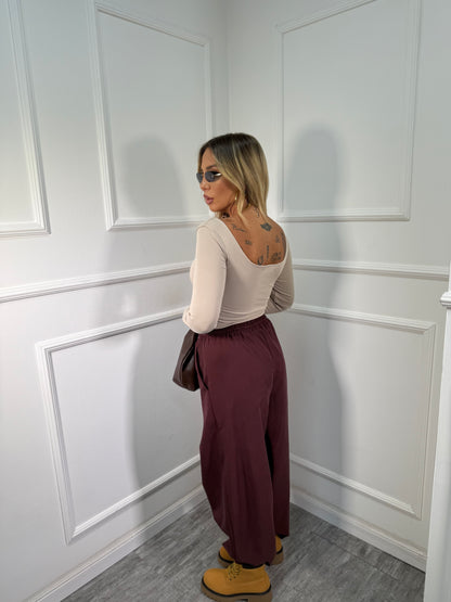 Pantaloni maxi balloon bordeaux by justwest 2618p