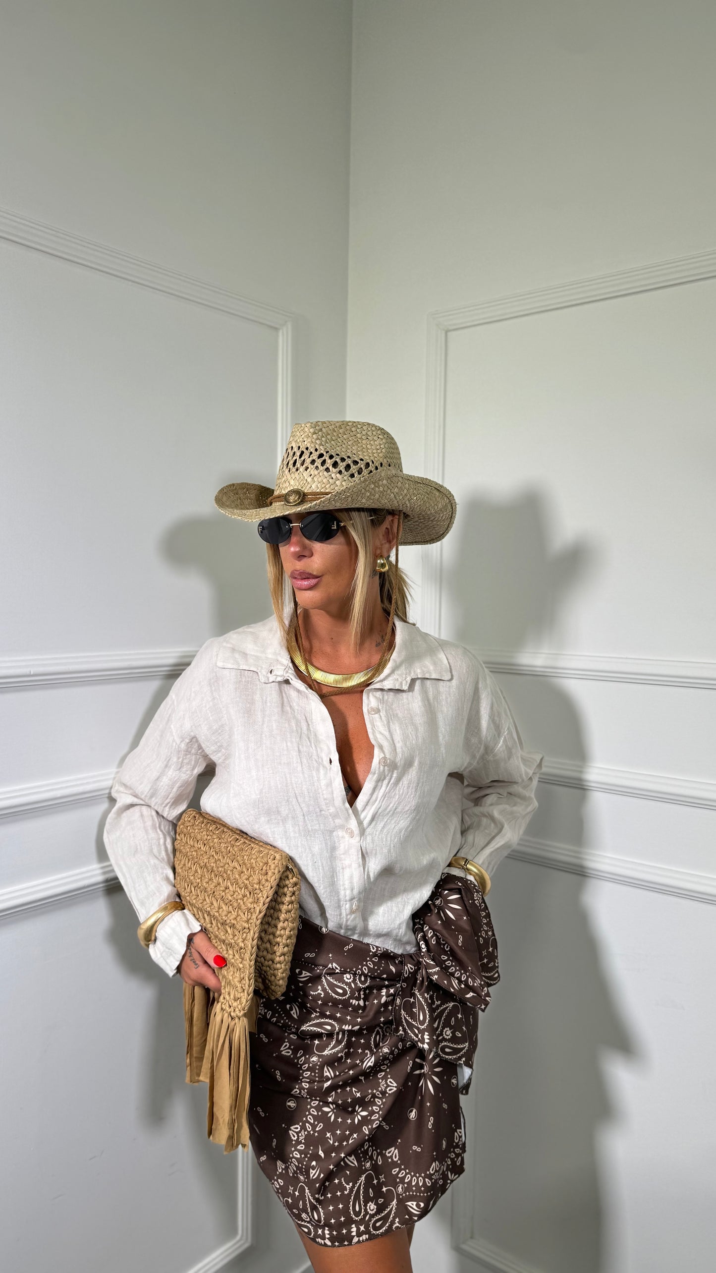 Gonna pareo bandana (curvy) marrone 2450402p