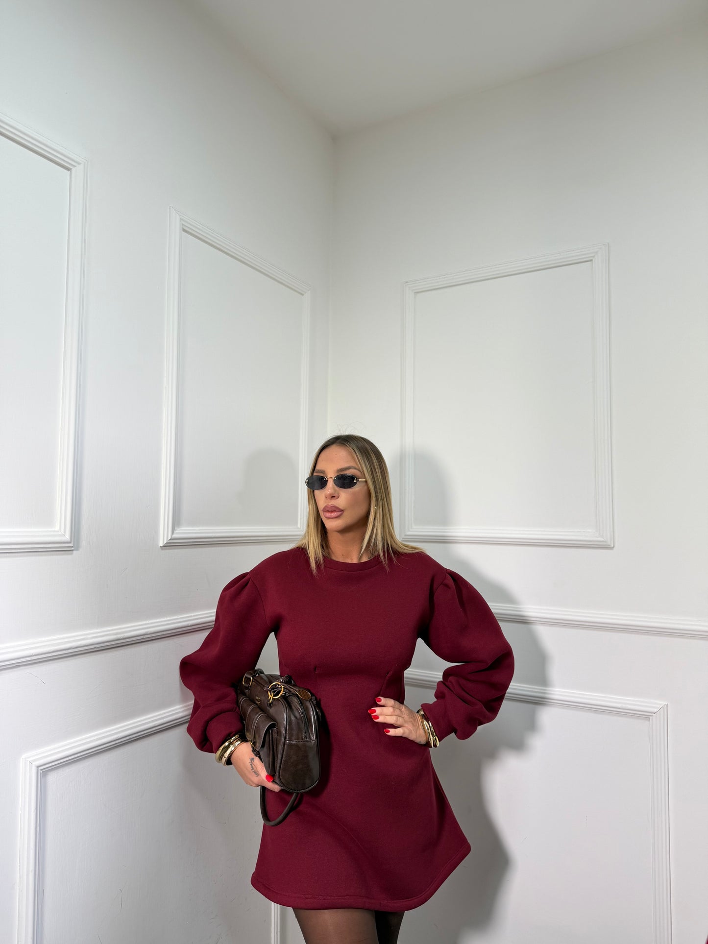 Abito felpa Belinda bordeaux 5856