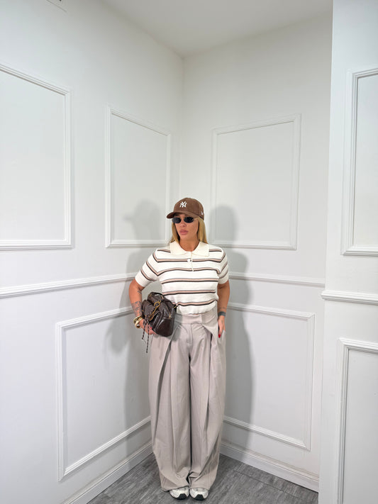 Pantaloni palazzo Paige sabbia 45540