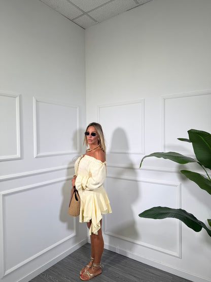 Coordinato in cotone con cintura Salinas giallo 19516