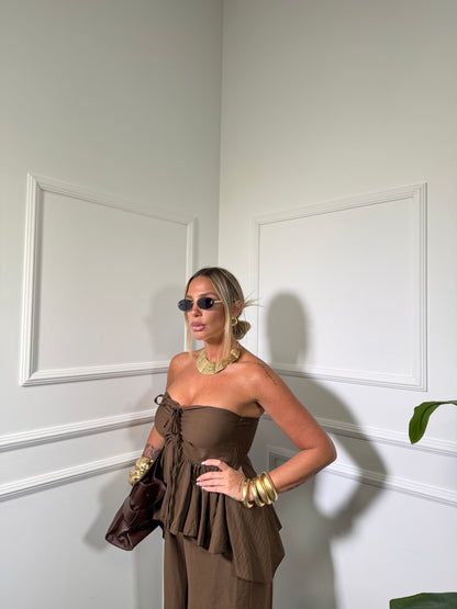 Jumpsuit in viscosa Faraana cioccolato 5133