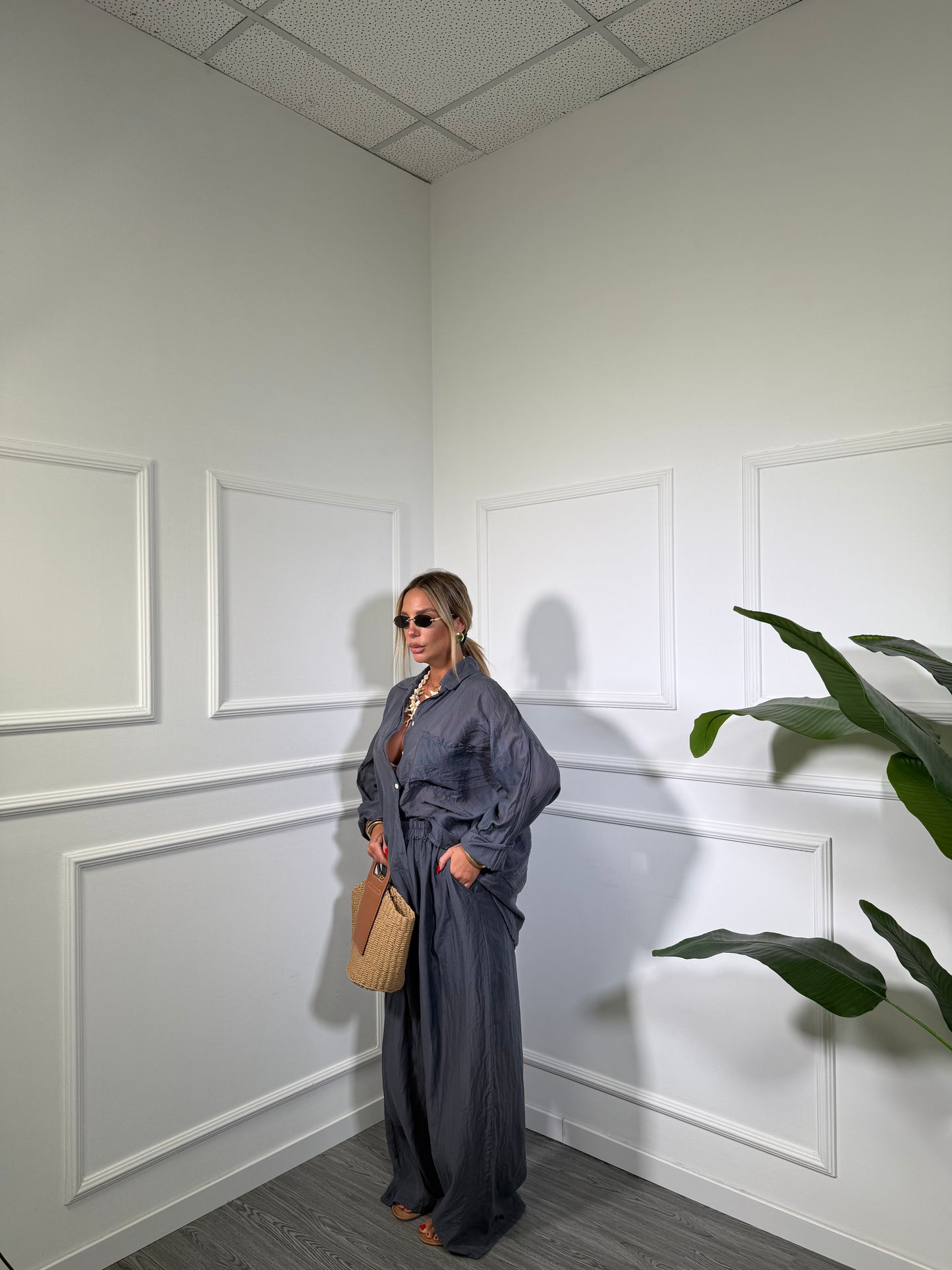 Coordinato semi velato (curvy) Kalua grigio fumo 268162