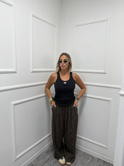 Pantalone palazzo Comfy Curvy maculato marrone 24250