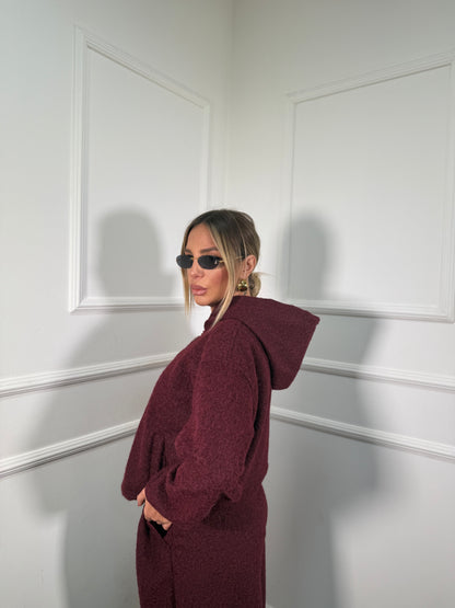 Coordinato tuta lana cotta Bear bordeaux 50815