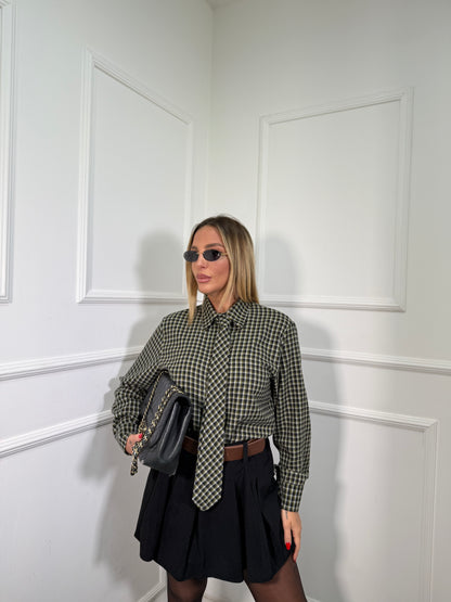 Pantagonna plisse con cintura in velluto nero 560237