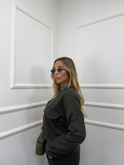 Coordinato in tuta Cozy verde oliva 25753