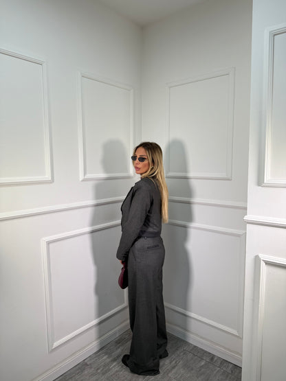 Tailleur gessato James grigio scuro b9626/27