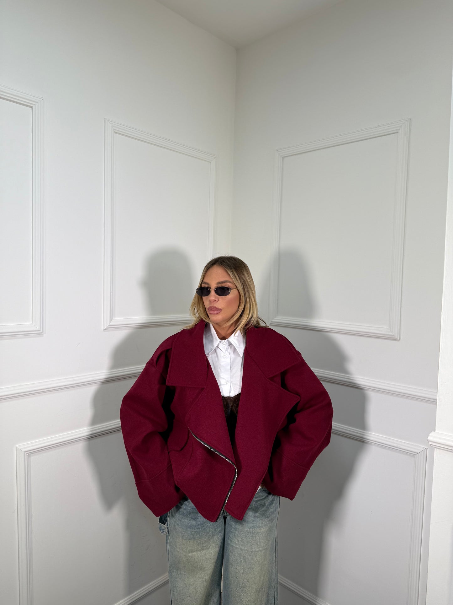 Cappotto in panno Notting Hill 2.0 bordeaux 22638