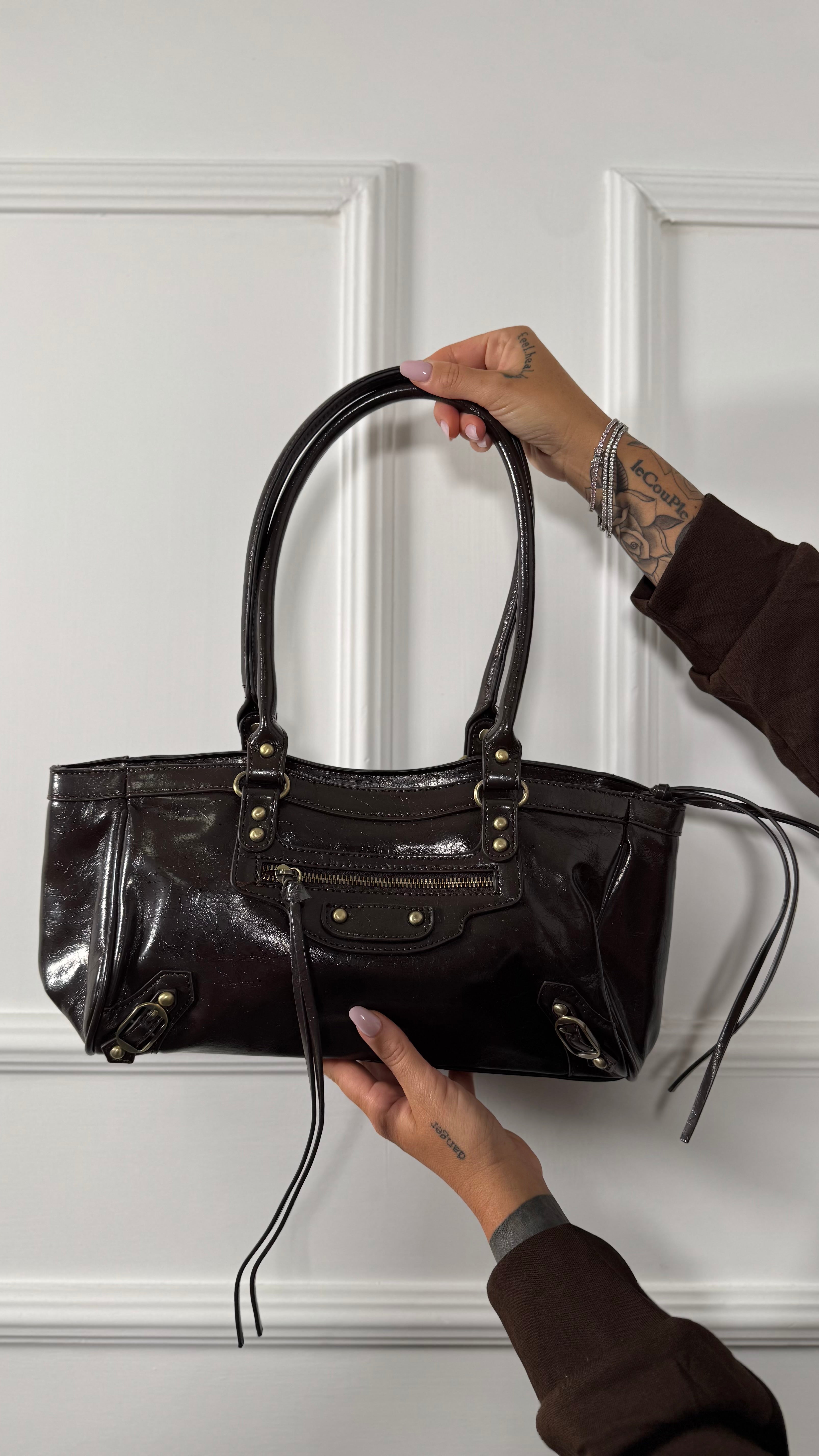 Borsa ecopelle con cinturini Bale marrone