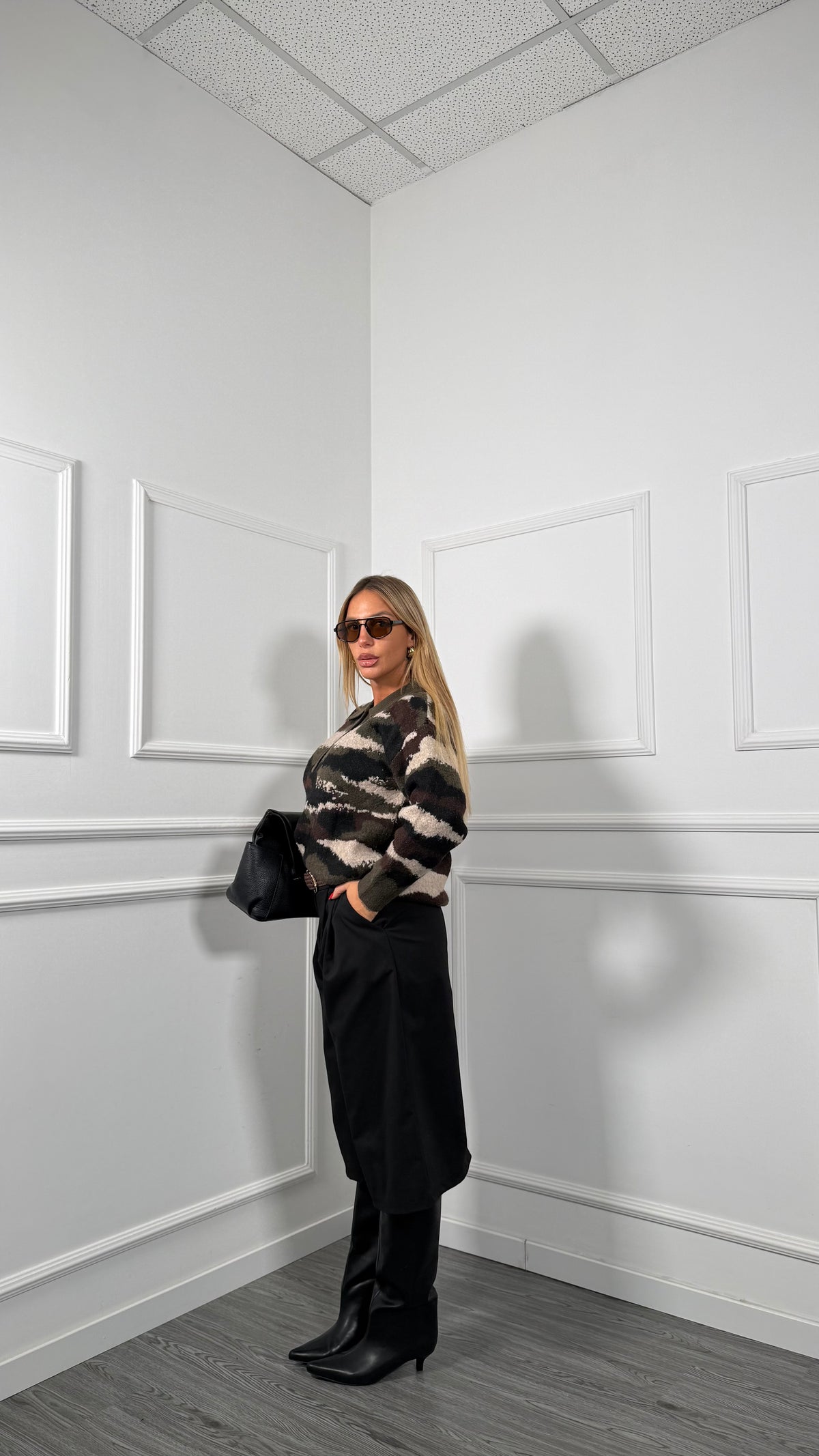Bermuda oversize con cintura nero 81570-5