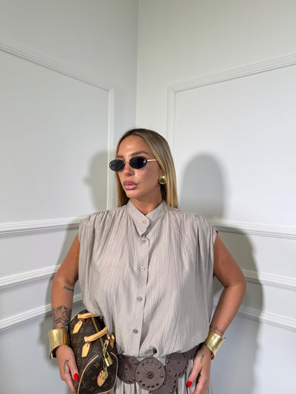 Coordinato con gonnellone in viscosa gioselin taupe nf9291